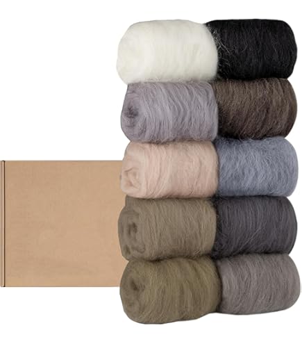 Kit Feltro Lana Per Agughetto - 10 Colori Da 100g Con Aghi, Occhi E Accessori - Foto 9