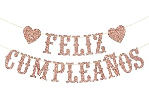 MERRSHIN Feliz Cumpleaños Banner - Boy Girl Kid Adult Spanish Happy Birthday Party Garland Supplies - Fiesta Birthday Anniversary Party Decorations - Rold Gold Glitter