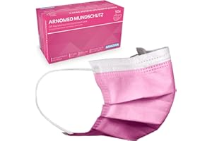 ARNOMED 50x Medizinische Mundschutzmaske Pink, CE Zertifizierte Op Maske, Medical Face Mask, Schutzmaske Mund & Nase, Einwegmasken, Chirugischer Mundschutz, Klinische Gesichtsmasken