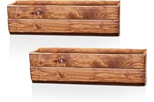 Hortico Set of 2 Wooden Garden Planters | Window Box | Rectangular Plant Pots Outdoor | Fully Assembled H15 L51 W18 cm, 14.5L, Made in the UK