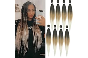 FIRSTCYH HAIR Rajout Cheveux Tresses 1B/27/613 Meches Boucle Pour Tresses Africaine 8 Paquets Boho Crochet Braids Meches 26 Inch Yaki Nattes Extensions De Cheveux Pré-étiré