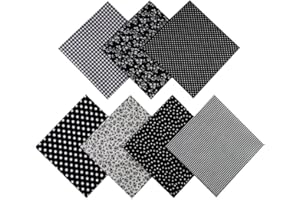Jukway 7 Stück Baumwollstoff 50 x 50 cm Quadrate Patchwork Stoffe zum Nähen Quilten DIY Dekoration Basteln Handwerken, Reine Baumwolle Stoff Bedruckte Verschiedene Muster Stoffpakete (Schwarz)