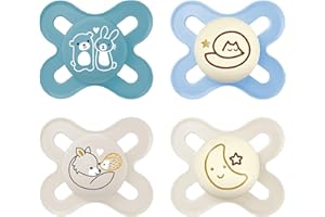 MAM Original Start Day & Night Schnuller | 0-2 Monate | Babyschnuller für Neugeborene | 94% Akzeptanz | stillfreundlich | von 100% der Hebammen empfohlen | SkinSoft Silikon | blue | 4 Stück