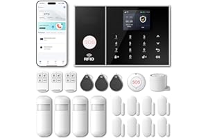 PGST Alarmas para casa,WiFi/gsm 4G Sistema de Seguridad,Kit de Alarma con Sensor Puertas, PIR, Control Remotos, Sirena,Compatible con Alexa y Google Assistant