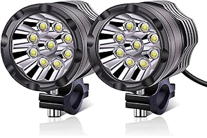 YnGia Motorcycle Fog Lights White Auxiliary Led Spotlights Universal Motorcycle DRL Driving Lights, 2PCS Led Lights for Motorbike Bike ATV Scooters Truck Car Boat
