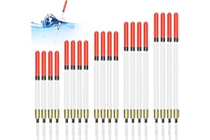 KIPTVO 20PCS Fishing Floats Set, Clear Waggler Floats, Versatile Fishing Tackle Accessories, 5 Size Straight Insert Fishing Floats Coarse, for Enhance Your Fishing Experience Fishing Supplies