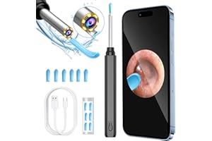 Pumwoy Wireless Ear Otoscope, Wireless Ear Cleaner Ear Camera, Smart Visual Ear Cleaner, HD Waterproof, Ear Endoscope Camera Ear Wax Removal for Adults, Children, Pets (Black)