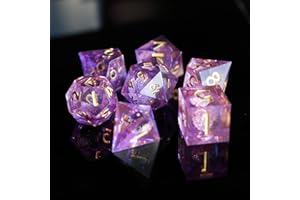 ELIFEL Dés de Jeux Sables Mouvants à Noyau Liquide pour Donjons et Dragons, DND Dés Jeu de Role 7 pièces Résine Polyédriques D4 D6 D8 D10 D12 D20 D% pour Ttrpg MTG RPG Dés Jeu de Role avec Boîte-cadeau