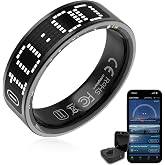 EULEUY Smart Ring for Men and Women Compatible Android/iOS Nr 9 | LED Display, Titanium (3g), IP68 Aquatic, Heart Rate Monito