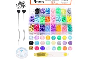 Rustark 774Pccs Multicolored Plastic Pony Beads Kit Rainbow Kandi Beads Pony Hair Beads with Hair Beader, Crystal String Cord, Rubber Bands, Scissor for Hair Braiding, Bracelet and Jewelry Making Maki