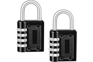 Lot de 2 Cadenas Code de 4 Chiffres, Cadenas à Combinaison Alliage de Zinc Cadenas Casier Code pour Valise Casier College Gym Avion(Noir)