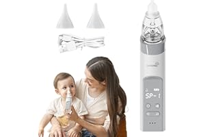 GROWNSY Aspirateur nasal pour bébé | Aspirateur nasal électrique pour bébé | Aspirateur nasal pour bébé, aspirateur rechargeable, avec 3 niveaux d'aspiration, fonction musique et lumière et 3 tailles de