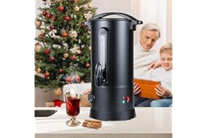 Ansobea Bollitore per vin brulé, 10 l, 1800 W, con termostato, macchina per bevande calde in acciaio inox, temperatura regolabile da 30 a 110 °C, pentola per vin brulé con rubinetto, nero