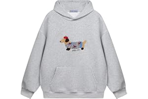 Aelfric Eden Cartoon Dog Hoodie męska bluza z kapturem oversized bluza z długim rękawem Y2K Hoody z kapturem Basic Vintage Hooded ze wzorem, uniseks, sportowa odzież uliczna