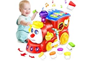 HUIYOKAY Jouet Enfant 1 an Garcon Fille Train Rouge Jouet Bebe 6 9 12 18 Mois avec Musique/Lumière Jouet Rampants Bébé Cadeau Enfant 1 Ans Jouet éducatif 1 2 3 4 Ans Garçon Fille Cadeau d'anniversaire de Noël
