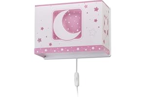‎DALBER Dalber kinder Wandlampe, Kinderlampe Wandleuchte Mond und Sterne Moon Light Rosa Rose