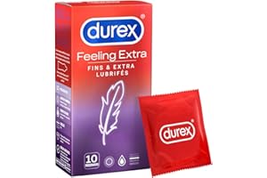 Durex FEELING EXTRA - 10 Préservatifs Homme Fins et Extra Lubrifiés
