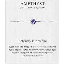 Philip Jones Februari Geboortesteen Armband Gemaakt met Amethist Zirkondia® kristallen, Adjustable, Kristal, Zirkondia Kristal : Philip Jones