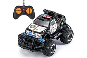 Highttoy Coche de Policía Teledirigido Niños 2 3 4 Años, 2.4GHz Coche Teledirigido Pequeño Coches Juguetes Regalos Niños de 2 Años, Negro