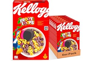 ‎KELLOGG'S Kellogg's Froot Loops Frühstückscerealien (6 x 375 g) – bunte Kringel aus Weizen, Hafer und Mais mit Fruchtgeschmack – ohne künstliche Farb- und Aromastoffe
