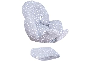JYOKO KIDS Universal Reducer Pads Car Seat, Stroller (White Star, Head, Body and Back Support 3 pieces)
