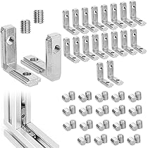 JiGiU Hoekverbinder, instelbaar scharnier voor 3030 aluminium profiel, 8 mm, sleuf, scharnierverbinding met klemhendel, flexibel scharnier, draaischarnier, bevestigingsmateriaal voor