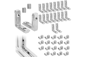 20 stycken T-spår innervinkel, 2020 M5 aluminiumprofil, kontakt, spår, 6 T-plats, 90° innerhörnkontakt med 40 skruvar, alumin