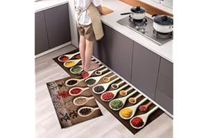 AIDNTBEO Kitchen Mats, Long Non-Slip Mats Waterproof And Oil-Proof Mats Long Absorbent Mats Kitchen Mats Set 40 * 60+40 * 120cm(1)