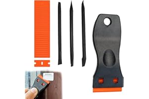 FUOXUL 34pcs Plastic Glass Scraper with 30 Plastic Razor Blades Window Scraper for Removing Gasket Labels Decal Adhesive Glue Sticker from Oven Stovetop Ideal for Home & Workshop