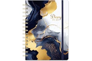 COLORAGE Academic Diary 2024-2025 - A5 Diary 2024-2025 Week to View from August 2024 to July 2025, Twin-wire Binding, Hard Cover, Elastic Closure, 21.5 x 15.5 x 1.5 cm - Blue and Black