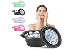 nnOuOnn Silicone Ice Face Bowl, Foldable Facebowl with Built-in Icetray, Quick Cooling for Puffiness Relief, Soothe Skin, Bathroom Accessories, Home Travel Use(Black)