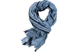 Elonglin Echarpe Homme Femme Coton Élégant Pashmina Longue Hiver Automne Foulard Léger Doux Motif Rayée Carreaux Effrangé Multicolore Scarf