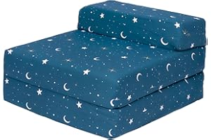 Ready Steady Bed Divano Letto per Bambini Pieghevole | Poltrona Letto Singola per Bambini Resistente all'Acqua | Arredo Comodo per Bambini per Soggiorno, Stanza dei Giochi (Chiaro di luna)
