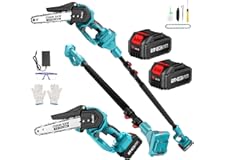 2 in 1 Seesii Mini Motosierra con Batería de 8000mAh, 8 Pulgadas Eléctrica de Pértiga Inalámbrica a Batería, Motor sin Escobi