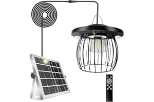 CREATESTAR Lampe Solaire Extérieur Intérieur avec Détecteur de Mouvement, Suspension Solaire avec Télécommande, Étanche IP66 Lampe Suspendue pour Gardin Terrasse Balcon Pavillon Patio Pergola Garage