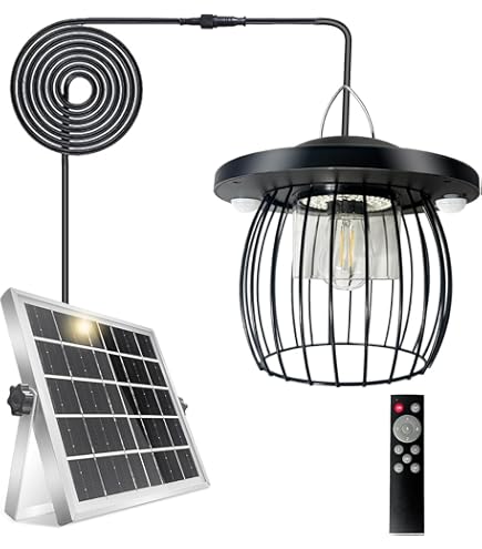 AGOTD Solar Lamp for Indoor and Outdoor Use Solar Light with Remote Control, 3 Temperatures Hot/Cold/Neutral, 6 Brightness, IP65 Waterproof, 5 Metres, Cable for Garden, Patio, Balcony