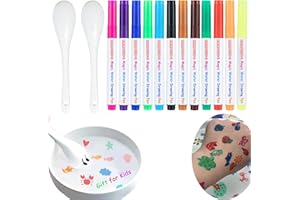 ZMMCHCG 12 Colours Magical Floating Pens - Magic Water Art Drawings Bundle, Kiddies Create Magical Drawing Pens Set with 2 Spoons for Kids Transfer Tattoo, Gift Kit for Girls & Boys Ages 4, 5, 6, 7, 8, 9, 10