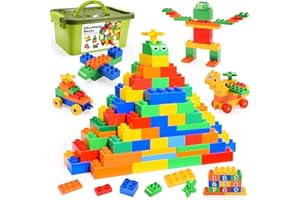 iKidiki Duplo ab 2 3 4 5 6 Jahre, Großen bausteine Set Kinderspielzeug ab 3-6 Jahre Junge Mädchen Duplo Steine Lernspielzeug mit Box Geschenk für Kinder