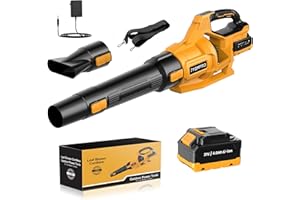 JYGMPRO Soffiatore a Batteria, 21V Soffiatore Foglie Elettrico con 1 Batteria da 4,0Ah, 3 Velocità Regolabili, 2 Ugelli, Tracolla per Foglie, Neve, Polvere e Detriti