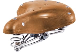 TEITEYER Mountain Bike Saddle Retro Leather Cushion Soft and Comfortable Vintage Saddle Spring Cushion Bicycle Parts Replacement Brown Bicycle Seat