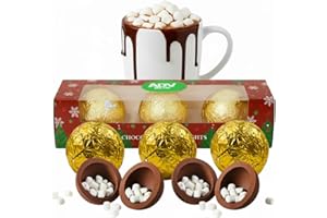 ADV Bombes boule en Chocolat Chamallow Chocolat à offrir anniversaire Assortiment Luxe Noel enfant Pour dire merci Choco qui Fond Mini chamallow 3 Délicieuses boules chocolat chaud Guimauve latte matcha