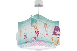 Dalber Lampe Suspension enfant Sirènes Mermaids, Luminaire suspendu pour chambre d'enfant, lustre chambre enfant, 63442, E27, Turquoise
