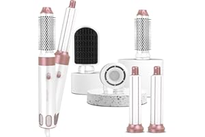 MIEARA 5 in 1 Hot Air Styler, Hair Dryer Brush, Negative Ionic High-Speed Hair Styler, Hot Air Brush for Volumizing, Drying and Rotating (Rose Gold & White)