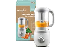 Cherub Baby Easycook 4-in-1 Baby Food Maker, Steamer, Blender, Bottle Steriliser & Warmer | All-in-One Food Processor | Newborn Essentials & Baby Travel Essentials