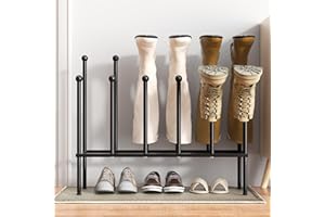 pickpiff Zapatero Independiente, Estante para Botas de Metal Negro, Organizador de Zapatos para Dormitorio, Armario, Entrada, Terraza al Aire Libre, Pasillo, Zapatero Negro, Organizador para 6 Pares