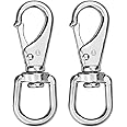 BuxiuGK 2Pcs Trigger Clips Clasp Stainless Steel Heavy Duty 360°Swivel Trigger Clips Hook Trigger Clips Clasp for Pet Buckle Keyring Carabiner