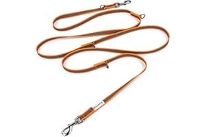 Wisedog 3m Orange Double-Ended Rubberised Dog Lead Lightweight Non-Slip Hands Free Lead for Dog for Walking Running Camping