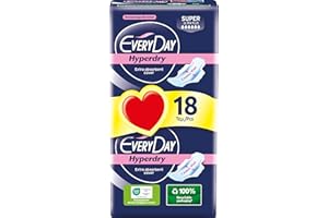 EVERY DAY EveryDay Hyperdry Super, Saugfähige Damenbinden mit Flügeln, Hyper Trocken und Ultra Saugfähig, 18 Stück