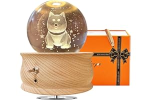 JOIENDY Carillon con Sfera di Cristallo, Rotazione a 360° della Base 3D Palla di Cristallo 70mm Sfera Vetro Lampada a LED Regalo per Natale Compleanno San Valentino della Mamma Decorazione