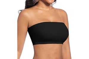 ONEW Nahtlos Bandeau BH Damen Trägerloser Bustier Top ohne Bügel Schulterfrei Bra Tube Top mit Transparenten Trägern